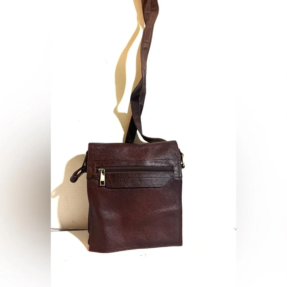 Vintage Dark Brown Leather Messenger Bag